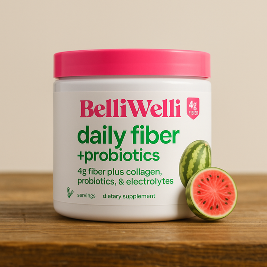BelliWelli Glow & Gut Daily Fiber + Collagen Powder – Watermelon