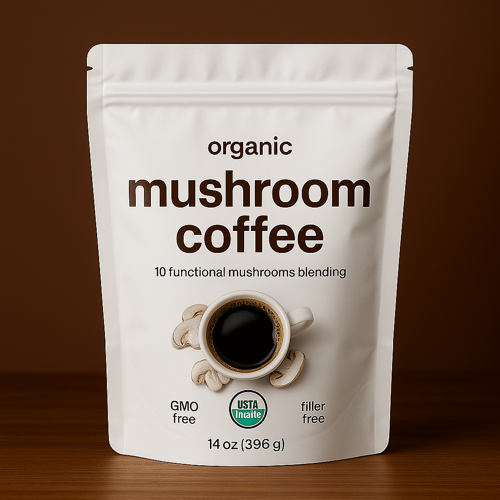 Organic 10-in-1 Mushroom Coffee Powder – Instant Café Blend